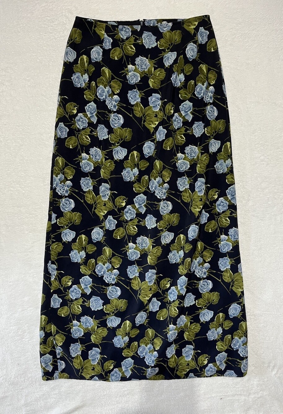 Vintage Temper Maxi Skirt Womens 9 Blue Floral Zipper Closure Y2K Made In USA